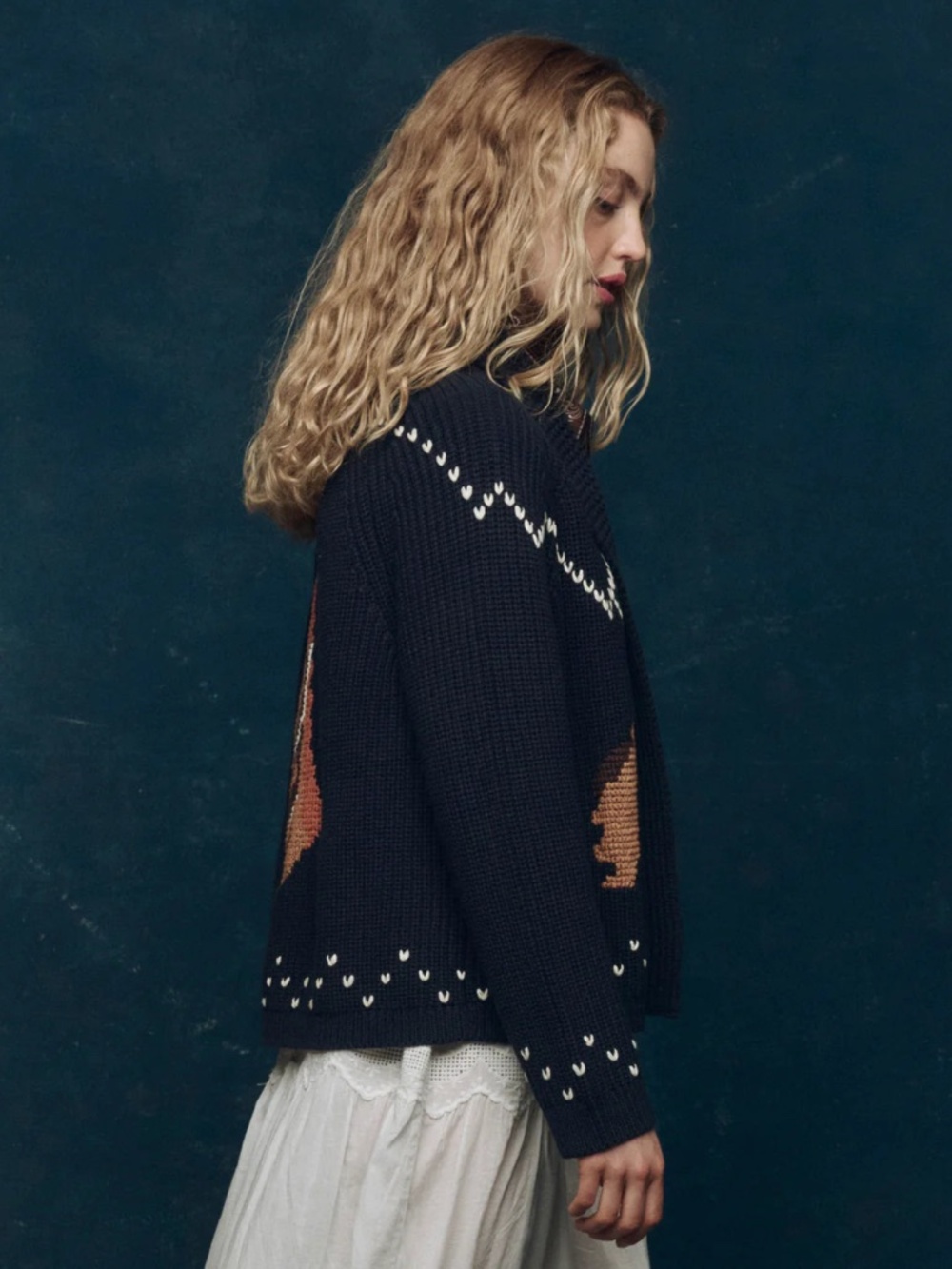 The Horse Lodge Cardigan ~ Navy - Picture 3 of 5